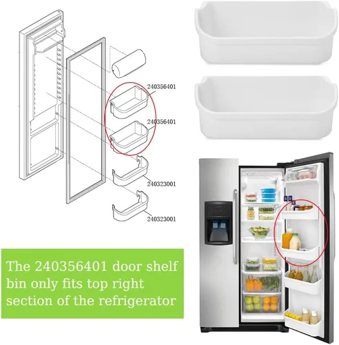 Vista 5 de 240356401 y 240323001 Contenedor de estante de puerta para refrigerador Frigidaire FFHS2622MSJ FRS6LR5EB2 FGHS2644KF2 FRS6R4EW2 FFSS2614QS6A