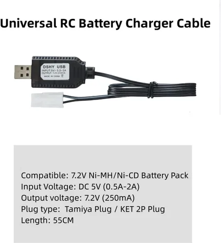 Vista 2 de Aliwisdom Cable de carga universal RC con enchufe Tamiya/KET 2P conector enchufe para batería de 7.2V Ni-MH/Ni-CD (6S), compatible con coche