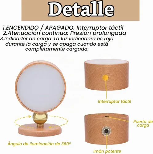 Vista 3 de Lámpara de noche de pared de madera LANDGOO