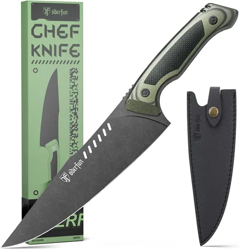 Vista 8 de Cuchillo de Utilidad de Cocina de 5.5 Pulgadas - Acero Alemán de Espiga Completa Resistente al Óxido, Mango G10 - Cuchillo de Chef Profesional