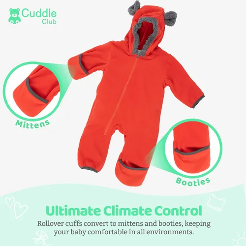Vista 3 de Enterizo de vellón para bebé, rómper de una sola pieza con capucha para niños, ropa para exteriores, chaqueta infantil
