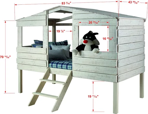 Vista 2 de Cama Twin tipo loft con forma de casa del árbol, arena rústica