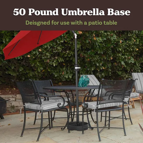 Vista 2 de Pure Garden - Soporte para paraguas – Base de sombrilla independiente rellenable de 50 libras – Llena de arena para uso al aire libre en cubiertas