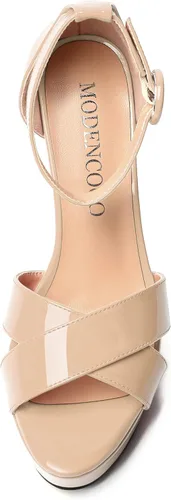 Vista 87 de MODENCOCO Sandalias de boda con correa de tobillo sexy para mujer, con plataforma y puntera abierta, tacón de aguja y tacón alto, zapatos de vestir