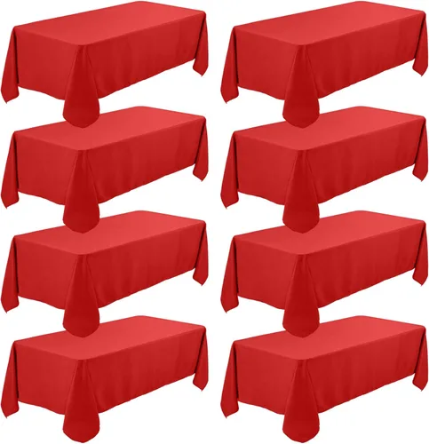 Vista 8 de Fivenl - Juego de 8 manteles negros de 60 x 84 pulgadas, manteles de mesa rectangular de 4 pies al por mayor, fundas de mesa de poliéster lavable