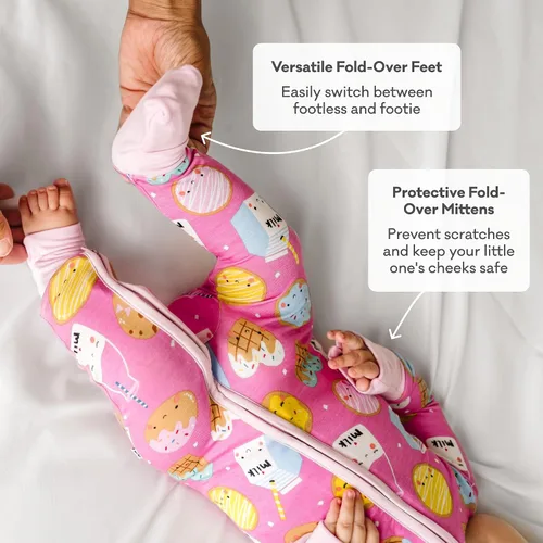 Vista 4 de Little Sleepies Pijamas con cremallera de 2 vías para bebés, niños y niñas pequeños, ajuste cómodo, viscosa de bambú