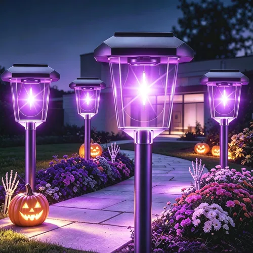 Vista 9 de Paquete de 16 luces solares para caminos al aire libre, luces solares LED Negro