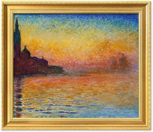 Vista 89 de IPIC - Reproducción artística de los lirios de agua de Claude Monet 1906, impresiones giclée coinciden con el marco dorado clásico, arte de pared