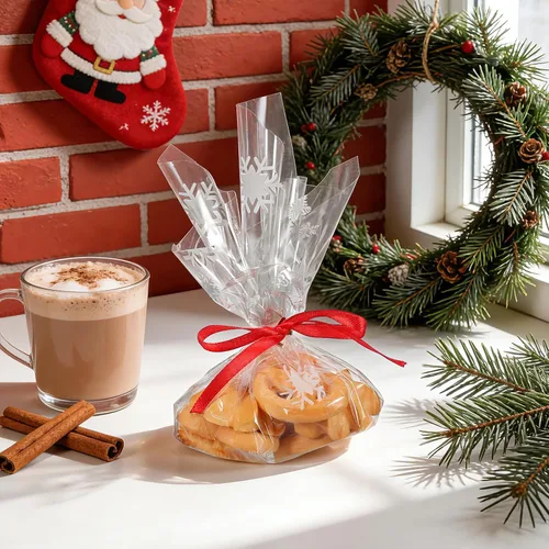 Vista 7 de TOYANDONA Rollo de papel de embalaje de celofán transparente de copo de nieve blanco de 3 m80 cm para ramo de flores de Navidad, cesta de embalaje