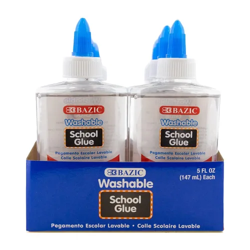 Vista 8 de BAZIC Products pegamento escolar lavable transparente de 5 oz. (147 mL), pegamento líquido transparente adhesivo, para hacer arte de baba