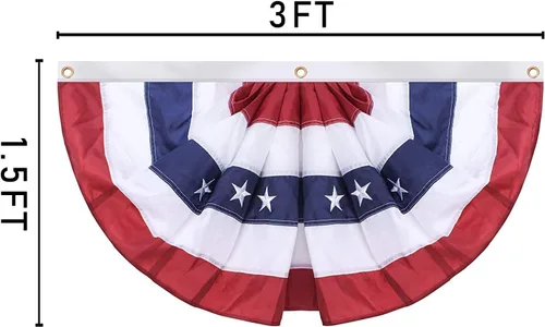 Vista 2 de Bandera de Estados Unidos plisada para exteriores, de 1.5 x 3 pies, diseño de estrellas bordadas en Estados Unidos, de nailon Oxford