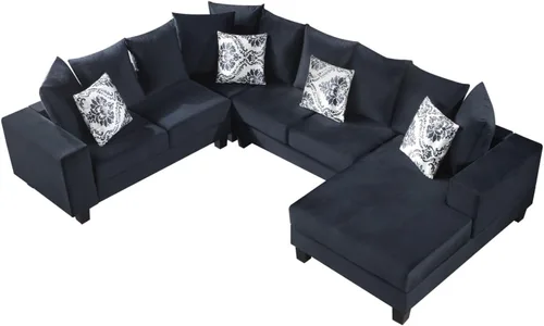 Vista 8 de KEVINSPACE Sofá seccional de 110 pulgadas, sofá en forma de U de 110 pulgadas, sofá de gran tamaño con respaldo cómodo tapizado con sillones dobles