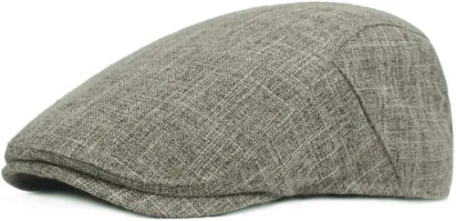 Vista 8 de Gorra plana de algodón de lino para hombre Newsboy de verano B31 - Beige