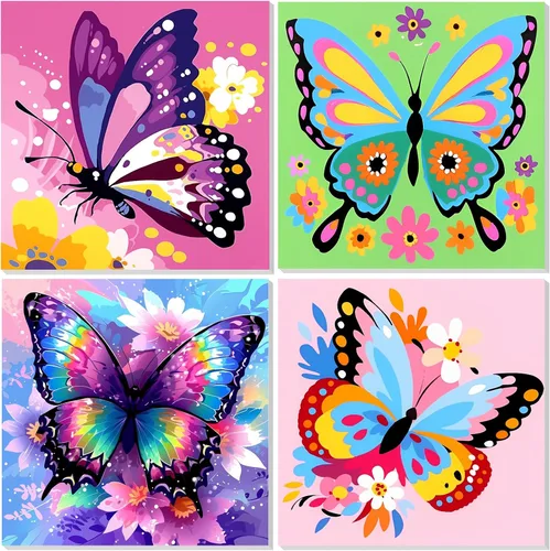 Vista 8 de EOBROMD Paquete de 4 kits de pintura enmarcada por números para niños, kits de pintura de insectos para niños de 4 a 8 a 12 años, pintura sobre