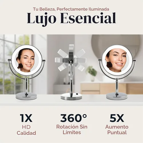Vista 2 de Zadro Laguna Espejo de maquillaje de 11 pulgadas con luces y aumento LED iluminado espejo de maquillaje con aumento 5X/1X