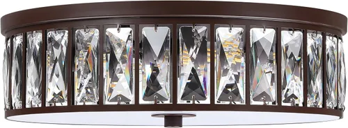 Vista 17 de Lámpara de techo de tambor de cristal cromada de 12 pulgadas, montaje semiempotrado, accesorio de granja para sala de estar, comedor, dormitorio