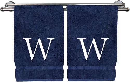 Vista 72 de Toalla de mano monogramada, regalo personalizado, juego de 2 - Toalla bordada con letra de bloque dorada - Extra absorbente 100% algodón turco