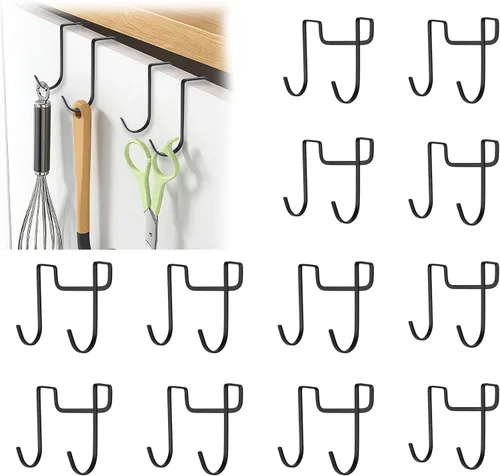 Vista 21 de Over Cabinet Door Hooks, 8Pcs Plastic Over Door Single Hooks Multi-Purpose Over The Cupboard Drawer Hooks Space-Saving Hanger Extender Clips Hooks