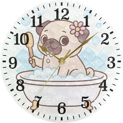 Vista 24 de JUNZAN Reloj de bañera con vino romántico espumoso y velas, reloj de pared silencioso de 10 pulgadas, pequeño reloj redondo, decoración de cocina