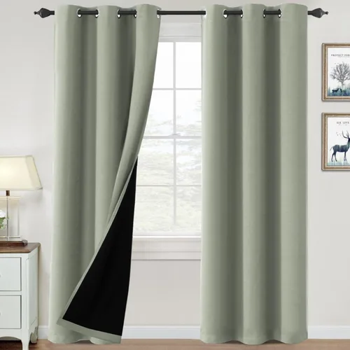Vista 82 de H.VERSAILTEX Cortinas 100% de opacidad para dormitorio, con aislamiento térmico, cortinas opacas de 63 pulgadas de largo, cortinas de bloqueo