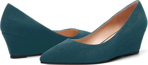Vista 6 de Zapatos de tacón bajo con cuña para mujer, con puntera puntiaguda, de 2 pulgadas