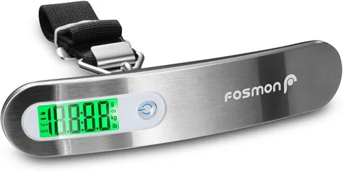 Vista 7 de Fosmon Báscula digital para equipaje, pantalla LCD digital, báscula de equipaje con capacidad de 110 libras, báscula de peso portátil de acero