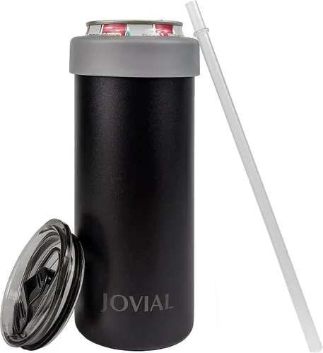 Vista 2 de JOVIAL Enfriador de latas de acero inoxidable 2 en 1 aislado para todas las latas de 24 y 25 onzas, enfriador de latas de cerveza, seltzer puede