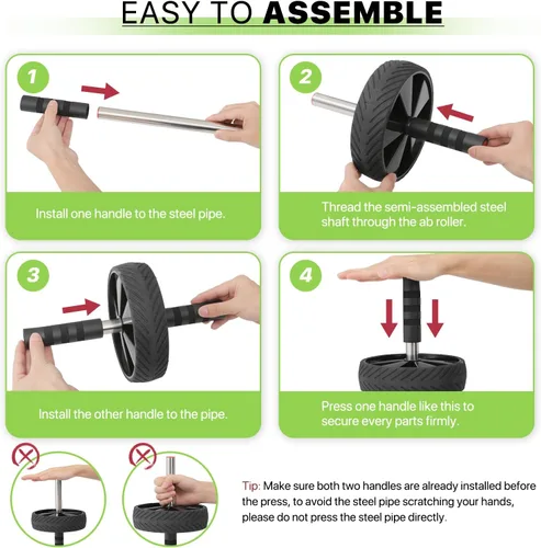 Vista 7 de Rueda de rodillo abdominal, equipo de entrenamiento portátil para gimnasio en casa para hombres y mujeres, entrenamiento de fuerza abdominal