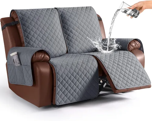 Vista 40 de KinCam Funda impermeable para sofá biplaza reclinable, funda antideslizante para sofá reclinable de 2 asientos, funda de sofá reclinable, protector