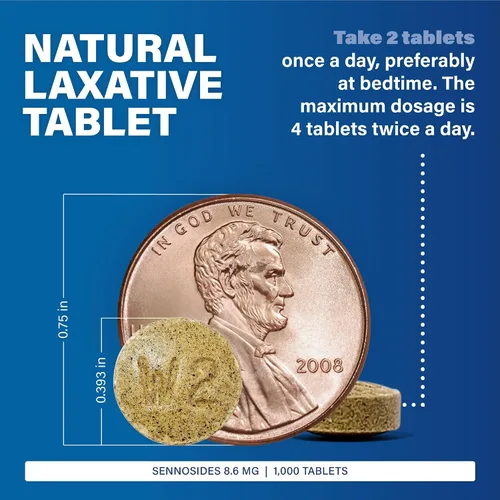 Vista 3 de Major Senna - Tabletas laxantes vegetales naturales de 8,6 mg - Hecho con Sennosides - 1000