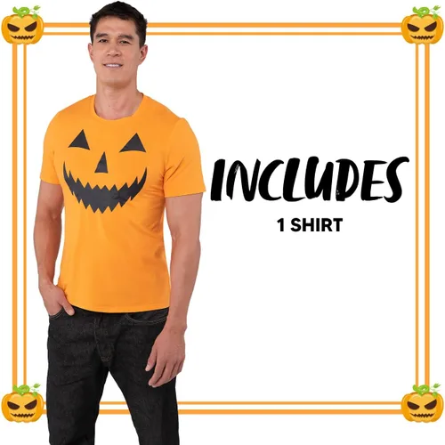 Vista 5 de Spooktacular Creations Camiseta gigante con cara de Jack O Lantern camiseta divertida de calabaza naranja para hombre disfraz de Halloween