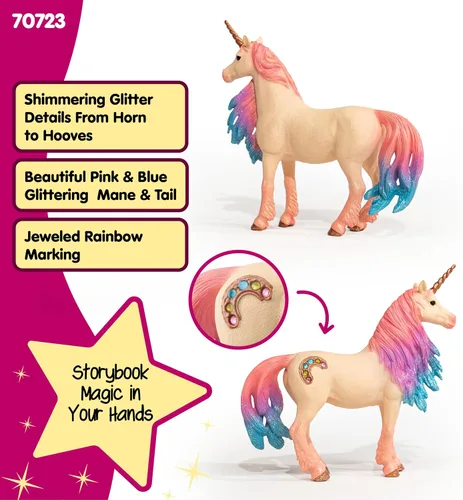 Vista 3 de Schleich Bayala - Figura de yegua de unicornio de malvavisco, juguete de unicornio rosa y azul para niñas y niños, figura de caballo de fantasía
