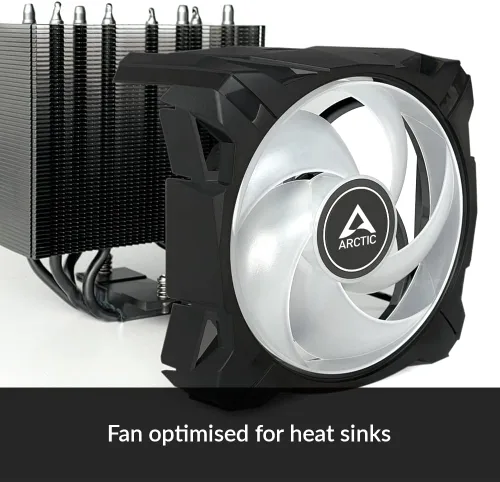 Vista 8 de ARCTIC Congelador A35 RGB - Enfriador de CPU de una sola torre con RGB, AMD específico, ventilador de presión optimizada de 4.724 in, 200-1700 RPM