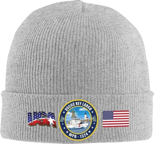 Vista 13 de Uscgc-Key-Largo-Wpb-1324 Beanie Cap Skull Caps Striped Knitted Pullover Hat Winter Warm Hat