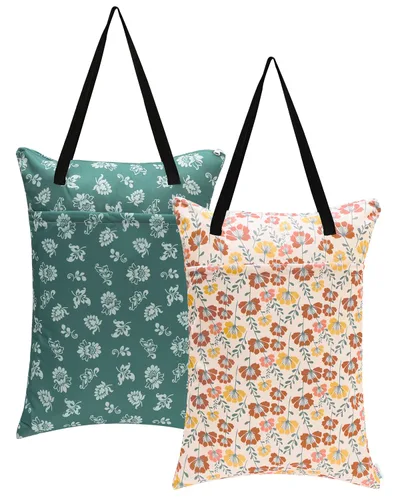 Vista 15 de ALVA ALVABABY - Paquete de 2 pañales grandes de tela impermeable para colgar en seco y húmedo, con bolsillos dobles con cremallera, 25 x 18 pulgadas