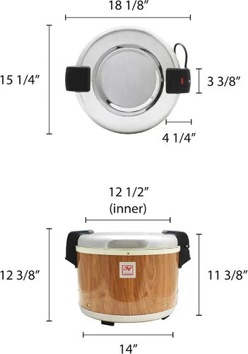 Vista 2 de Excellante SEJ18000 - Calentador de arroz comercial de grano de madera de 30 tazas