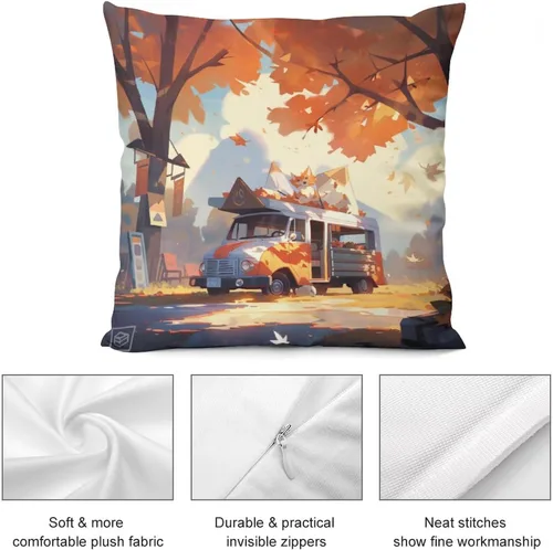 Vista 6 de Fundas de almohada para sofá de 12 x 12 pulgadas, diseño cuadrado de otoño y granja campestre, suave, estampado de doble cara, fundas decorativas