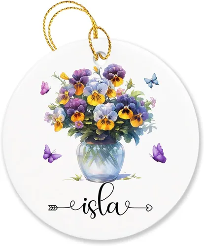 Vista 9 de Adorno personalizado de flor de azalea para la primera Navidad, adorno personalizado de Azalea 1ª Navidad, recuerdo de flores para amigos, regalo