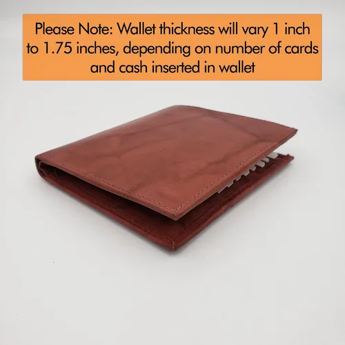 Vista 4 de AG Wallets Billetera de cuero de vaca RFID para hombre, estilo europeo, hipster, 1 ventana de identificación, Borgoña, Cartera Rfid