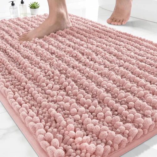 Vista 77 de Yimobra Alfombras de Baño Antideslizantes Lavables - Alfombra de Baño de Chenilla Ultra Suave Absorbente, Alfombra Peluda de Secado Rápido para Negro