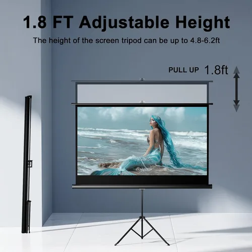 Vista 5 de Pantalla de Proyector para Exteriores con Trípode de Soporte, Pantalla de Proyector Portátil Desplegable para Interiores, Pantalla de Proyección