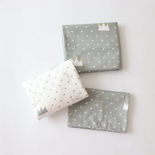 Vista 2 de Juego de ropa de cama de cuna 100% algodón para bebés, niños y niñas, 3 piezas, incluye funda de edredón, sábana bajera, funda de almohada Gris