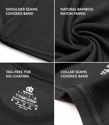 Vista 5 de DAVID ARCHY Camiseta interior de rayón de bambú para hombre que absorbe la humedad, cuello redondo, camisetas elásticas para hombres, paquete de 3