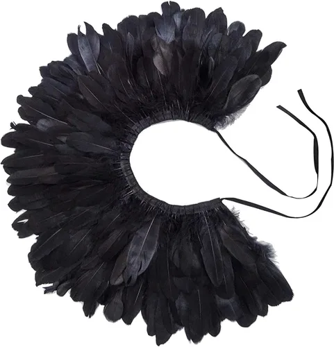 Vista 7 de L'VOW Estola de capa de plumas de moda negro blanco beige chal iridiscente