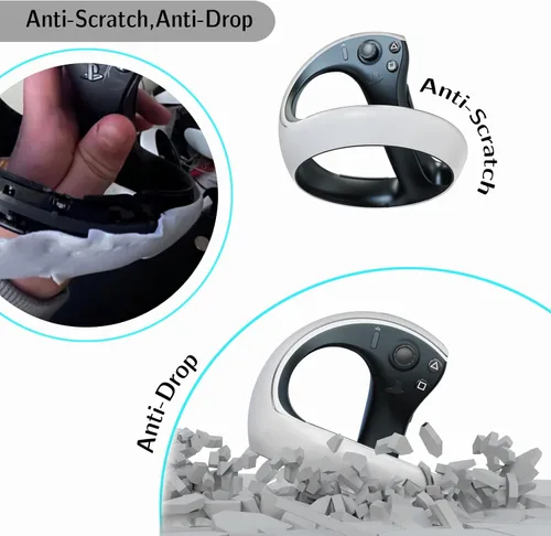 Vista 6 de Funda para controlador + almohadilla de silicona compatible con controlador PSVR 2, funda de anillo suave de silicona antigolpes con kit