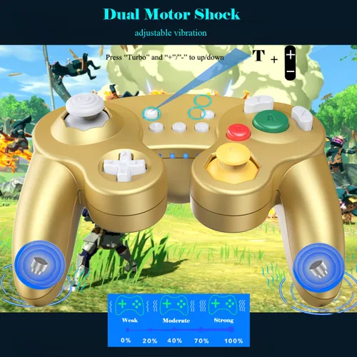 Vista 5 de EXLENE Gamecube Controller Switch, Wireless Switch Pro Controller for Nintendo SwitchLitePCAndroidiOSSteam, Support Wake Up, Motion, Adjustable