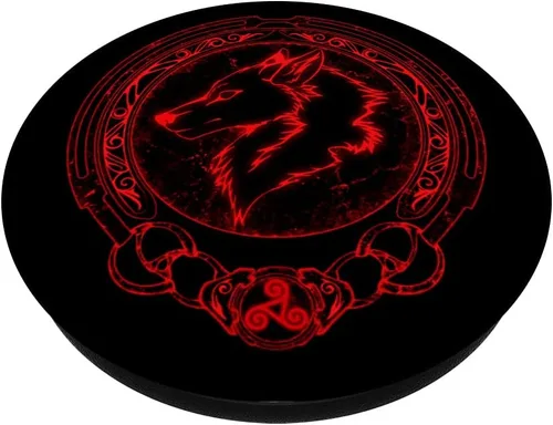 Vista 2 de Viking Fenrir Fenris Wolf Celta Triskelion Símbolo PopSockets intercambiables PopGrip