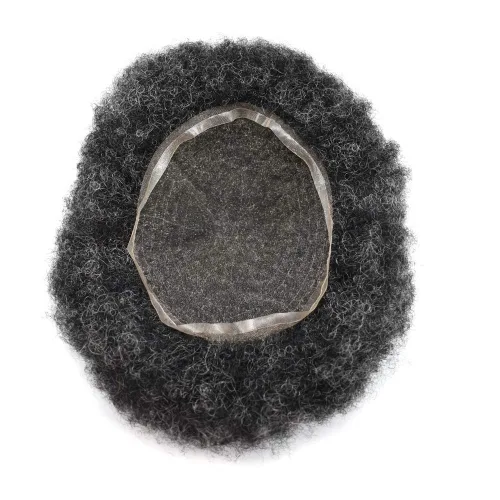 Vista 3 de LYRICAL HAIR Completo encaje francés Afro Toupee para hombres negros cabello humano brasileño todo encaje afroamericano rizado sistema de reemplazo