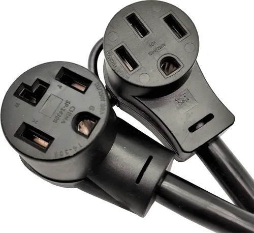 Vista 3 de Parkworld 60325 Divisor de secadora a EV, NEMA 14-30 enchufe macho a 14-30 y receptáculo hembra RV/EV 14-50, cable adaptador Y de 4 clavijas de 30