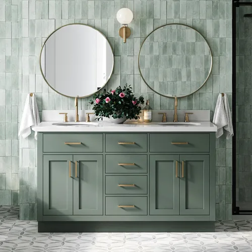 Vista 87 de ARIEL Hepburn - Tocador de baño de 30 pulgadas con fregadero, madera maciza, encimera y protector contra salpicaduras de cuarzo blanco puro de 1.5